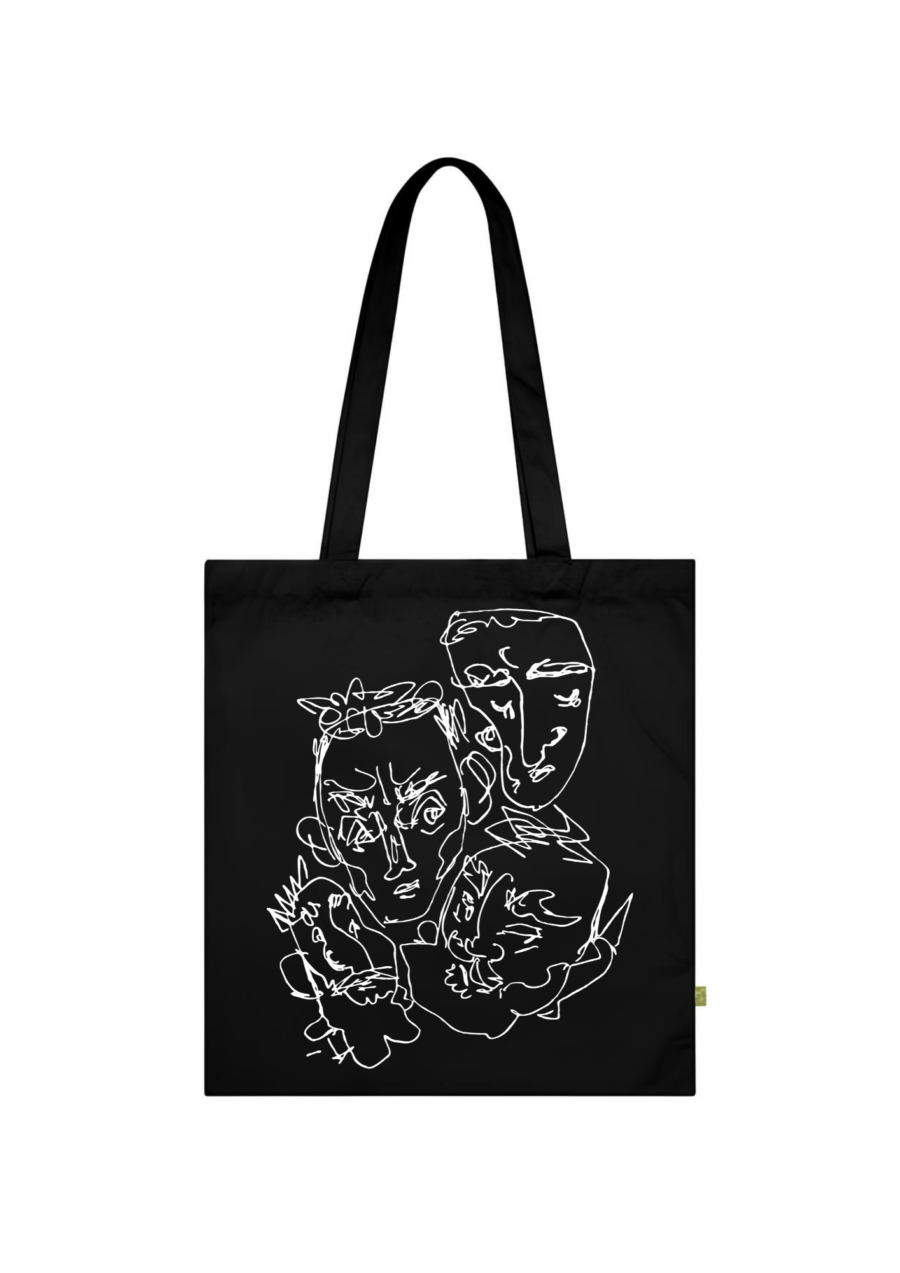 Tote bag Faces (μαύρη)